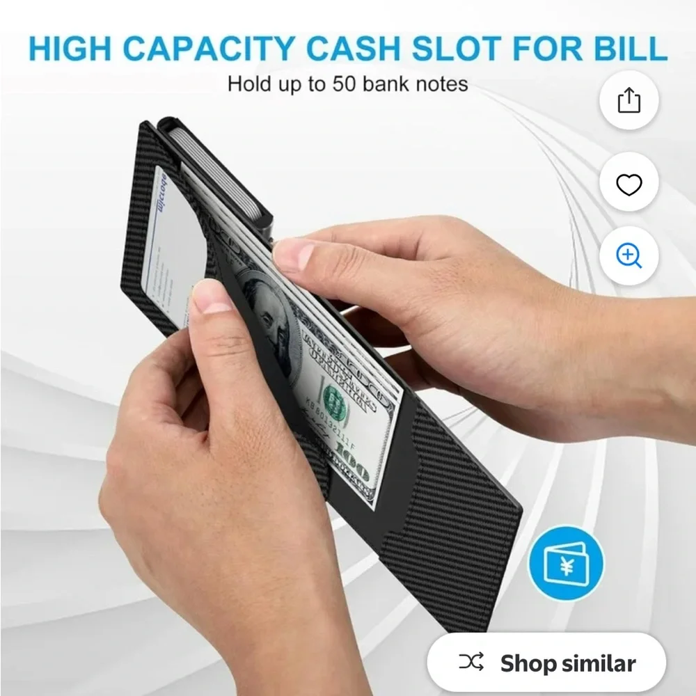 Men's Carbon-Texture Black Card Wallet